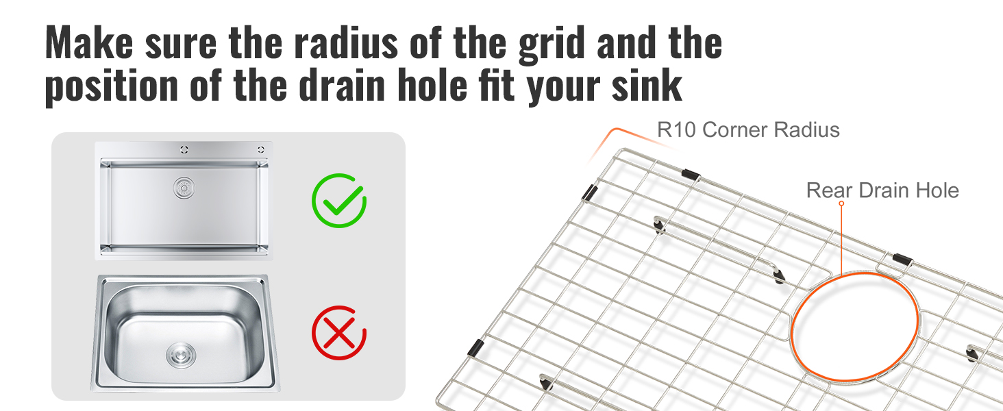 VEVOR Sink Protector Grid, 27.5"x13.5" Stainless Steel Sink Grates