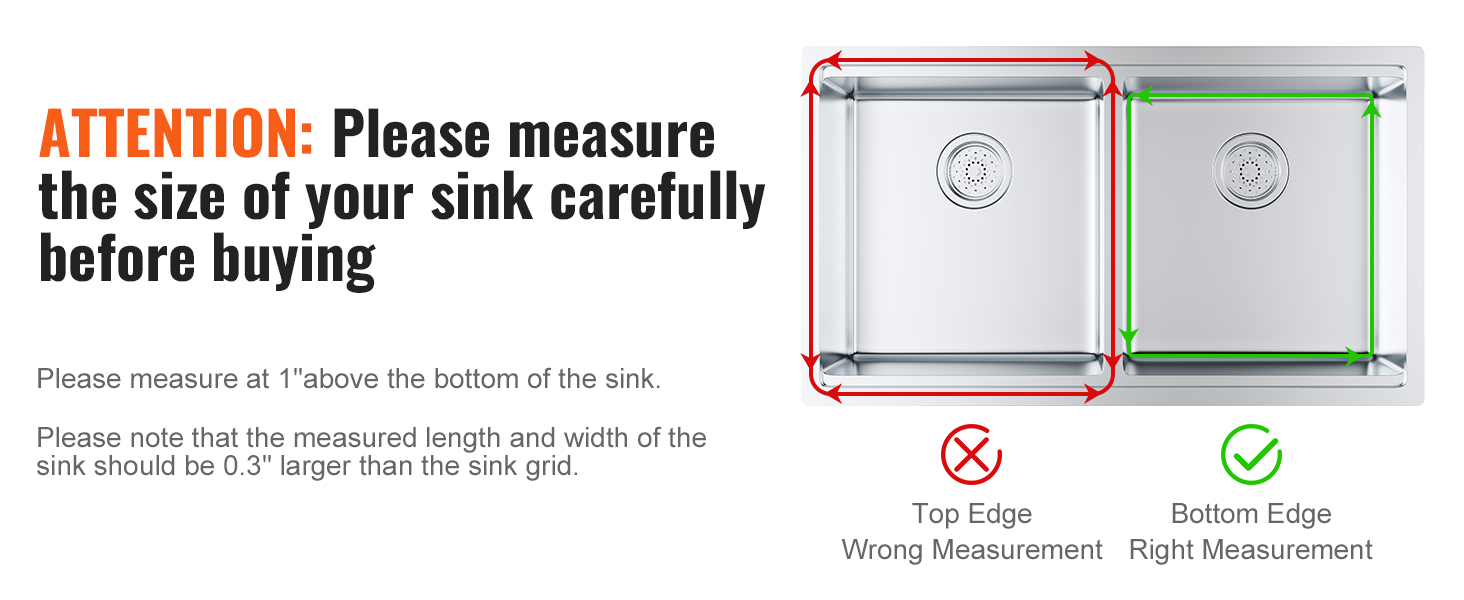 VEVOR Sink Protector Grid 2PCS, 13.3"x11.6" Stainless Steel Sink Grates, Rear Drain Sink Grates with R50 Corner Radius, Large Sink Bottom Grids, Universal Bowl Rack Sink Accessories For Kitchen Sink