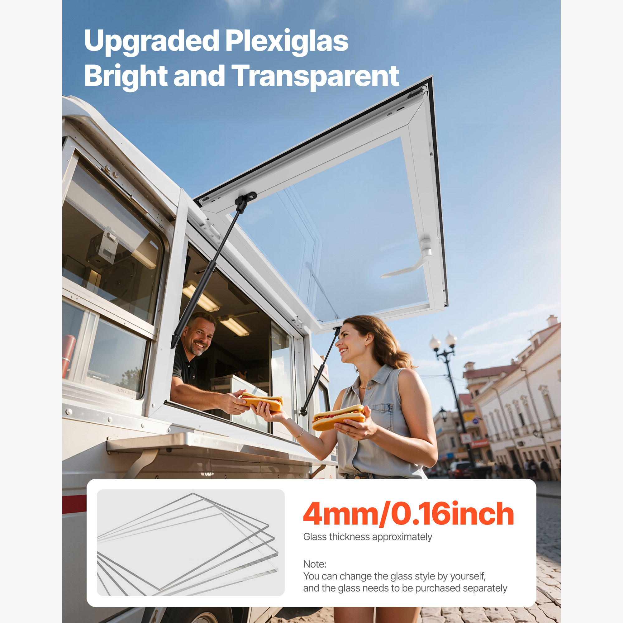 Uimoso Concession Stand Service Window with Aluminum Alloy Awning for Food Truck