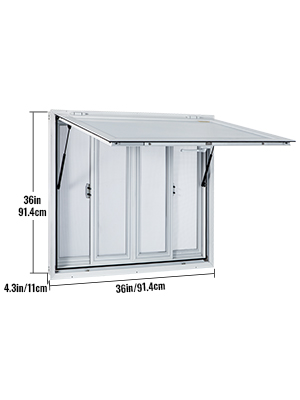 VEVOR Concession Window, 36 x 36 inch, Aluminum Alloy Food Truck Service Window with 4 Horizontal Sliding Screen Windows & Awning Door & Drag Hook, Serving Window for Food Trucks Concession Trailers 