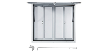VEVOR Concession Window, 36 x 36 inch, Aluminum Alloy Food Truck Service Window with 4 Horizontal Sliding Screen Windows & Awning Door & Drag Hook, Serving Window for Food Trucks Concession Trailers 
