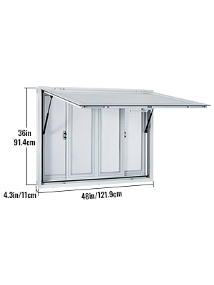 VEVOR Concession Window, 48 x 36 inch, Aluminum Alloy Food Truck Service Window with 4 Horizontal Sliding Screen Windows & Awning Door & Drag Hook, Serving Window for Food Trucks Concession Trailers