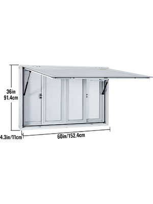 VEVOR Concession Window, 60 x 36 inch, Aluminum Alloy Food Truck Service Window with 4 Horizontal Sliding Screen Windows & Awning Door & Drag Hook, Serving Window for Food Trucks Concession Trailers 