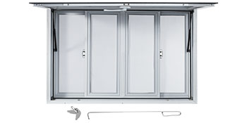 VEVOR Concession Window, 60 x 36 inch, Aluminum Alloy Food Truck Service Window with 4 Horizontal Sliding Screen Windows & Awning Door & Drag Hook, Serving Window for Food Trucks Concession Trailers 
