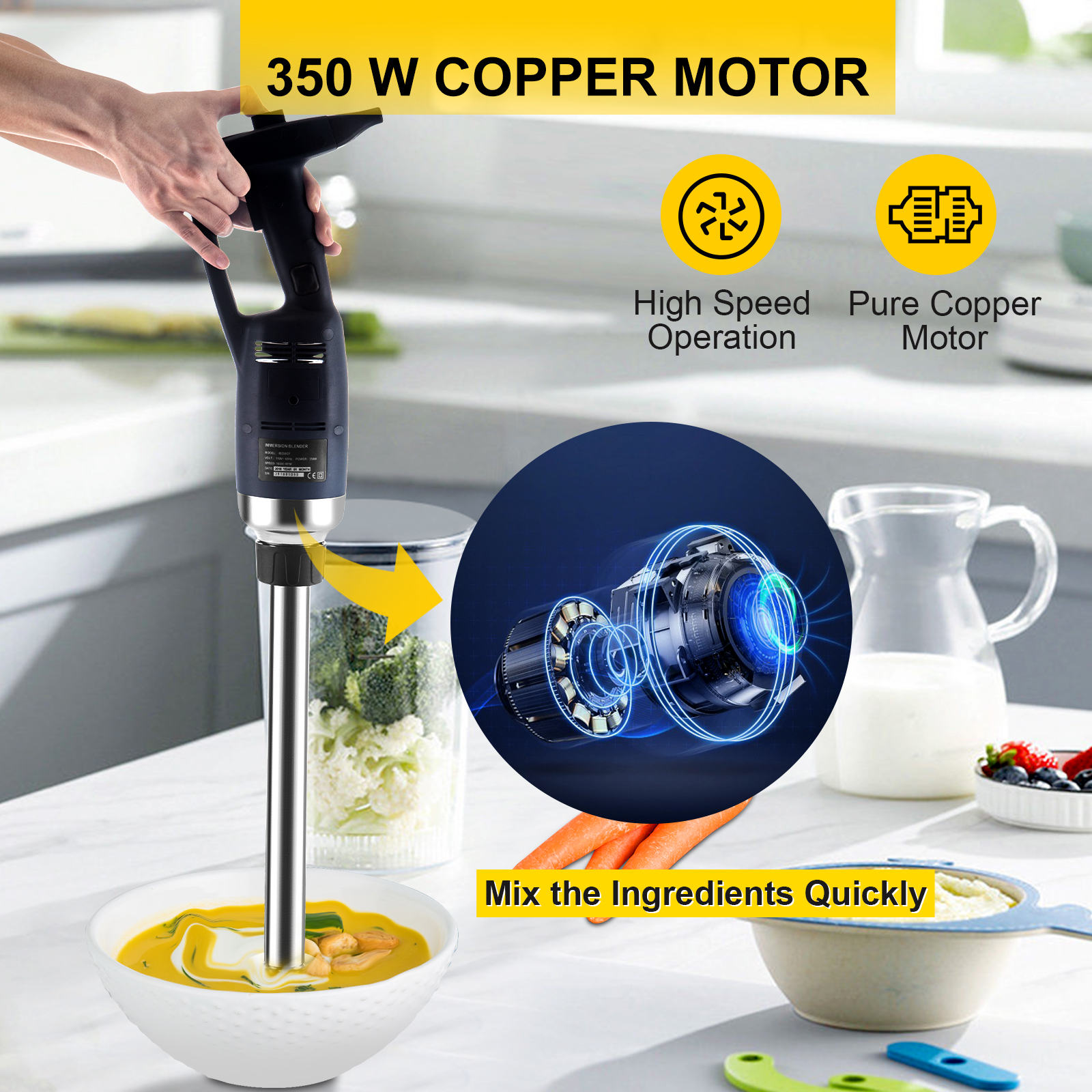 Better Chef Convertible Stand & Hand Mixer | 350-watt Motor | 5-Speeds &  Boost | Rotating Stainless Bowl