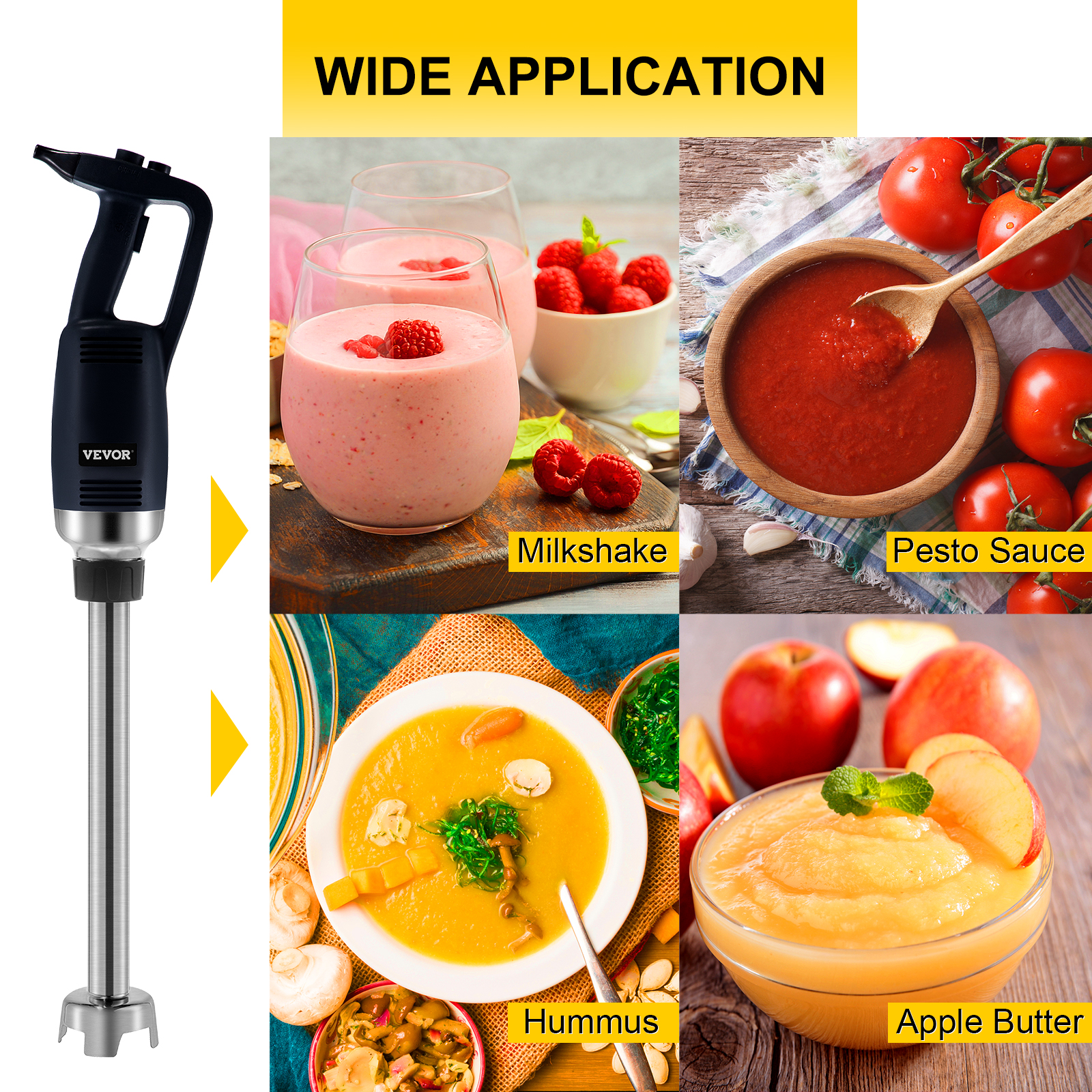 Commercial Immersion Blender 220-750W Electric Hand Mixer Variable/Fixed  Speed