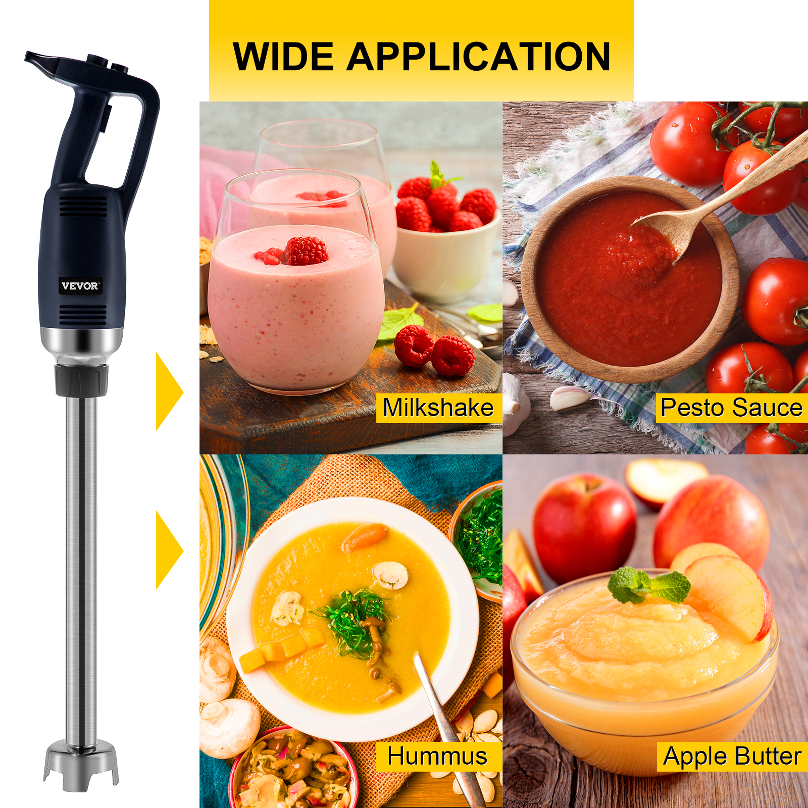VEVOR Commercial Immersion Blender Variable Speed Heavy Duty Immersion Blender 750W Commercial Hand Mixer 304 Stainless Steel Hand Blender Commercial (19.7")