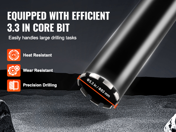 Carotteuse Diamant VEVOR 2600W - Perceuse Béton Portable 20-180mm - Perçage Humide/Sec Avec Mallette