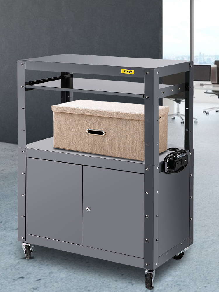 VEVOR AV Cart, 2741" Height Media Cart with Power Strip, 33 x 18