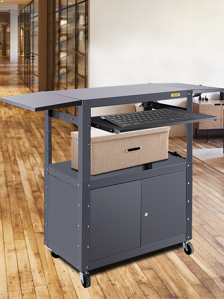 VEVOR AV Cart, 2741 inch Height Adjustable Media Cart with 2 Drop