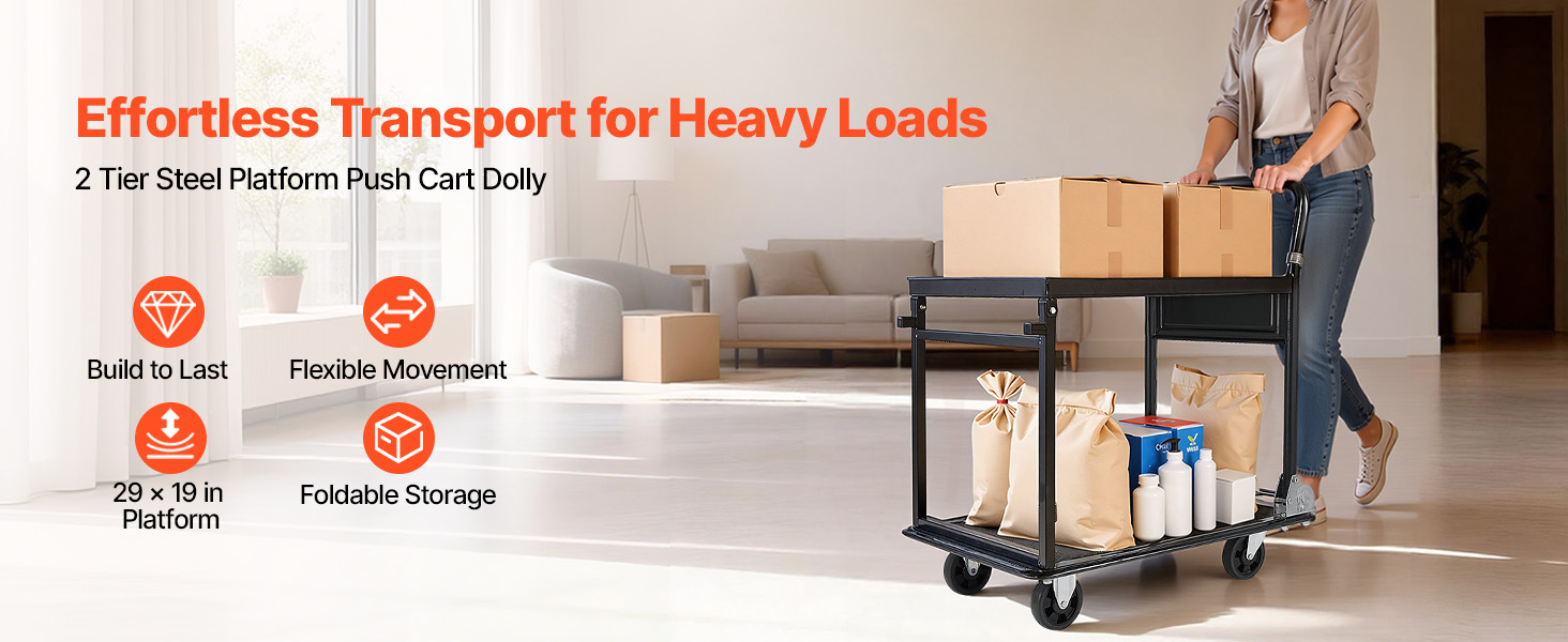 Plattformwagen 317kg 2 Etagen klappbar Transportwagen Werkstatt Lager Büro Platform Truck A100 1.4w