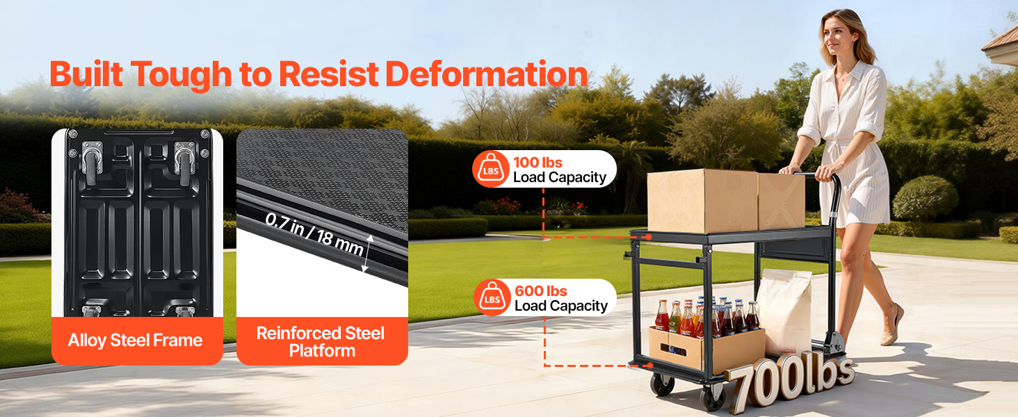 Plattformwagen 317kg 2 Etagen klappbar Transportwagen Werkstatt Lager Büro Platform Truck A100 2.2w