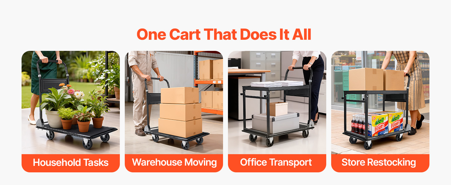 Plattformwagen 317kg 2 Etagen klappbar Transportwagen Werkstatt Lager Büro Platform Truck A100 2.5w