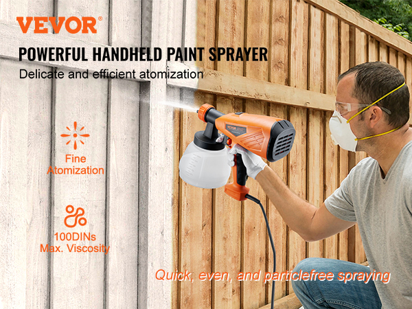 VEVOR Paint Sprayer, 1300ml Container and 3 Spray Patterns, HVLP Spray Gun with 5 Copper Nozzles, for Various Paint like Sealant, Varnish, Latex Paint, for Home Interior and Exterior, Furniture, Walls