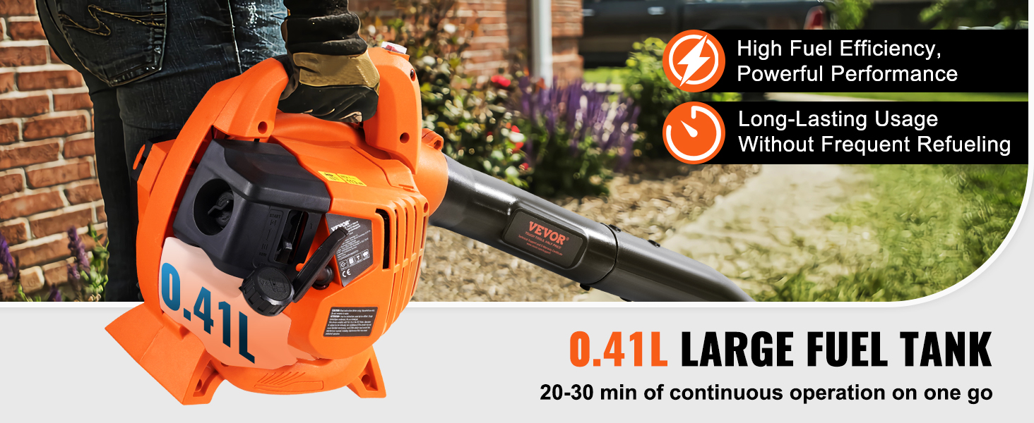 VEVOR Leaf Blower, 26CC 2-Cycle Handheld Leaf Blower with A Fuel Tank ...