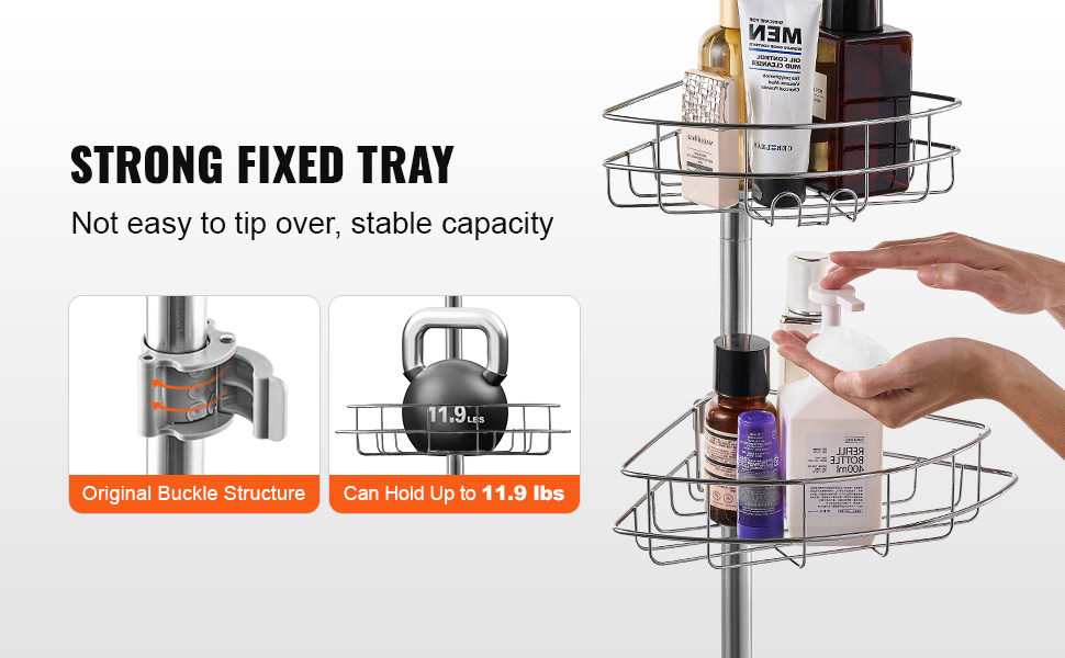 Room Essentials Steel L-Shaped Corner Tension Pole Shower Caddy – Chrome, Holds Bottles, Open Box