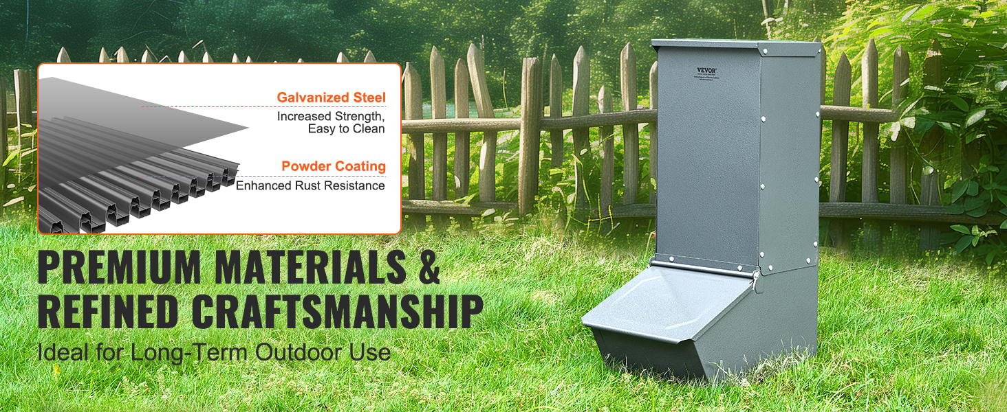 VEVOR Hog Feeder 2.2 Bushel Metal Dobbeltdørs Grise Feeder Foder op til ...