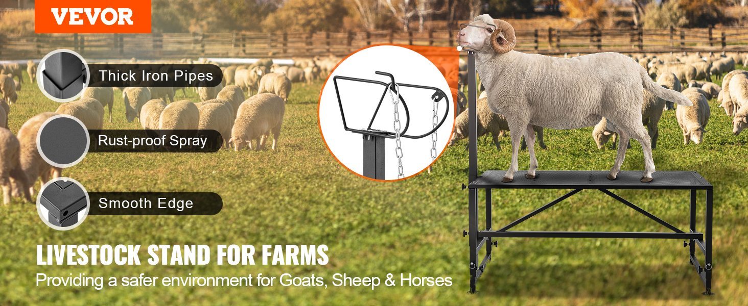 VEVOR Goat & Sheep Stand, 51x23 inch Livestock Stand, Metal Livestock ...