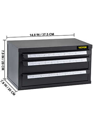 VEVOR Distributeur de Forets 27 Compartiments étiquetés de A à Z Boîte de  Rangement pour Forets à 3 Tiroirs Coffret Vide pour Foret 37,5x20x20cm