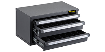 VEVOR Drill Bit Dispenser Cabinet, Three-Drawer Drill Bit Dispenser, Drill Bit Organizer Cabinet Cold Rolled Steel, 27-Compartment Drill Dispenser Organizer Cabinet Holder for Letter Sizes A to Z
