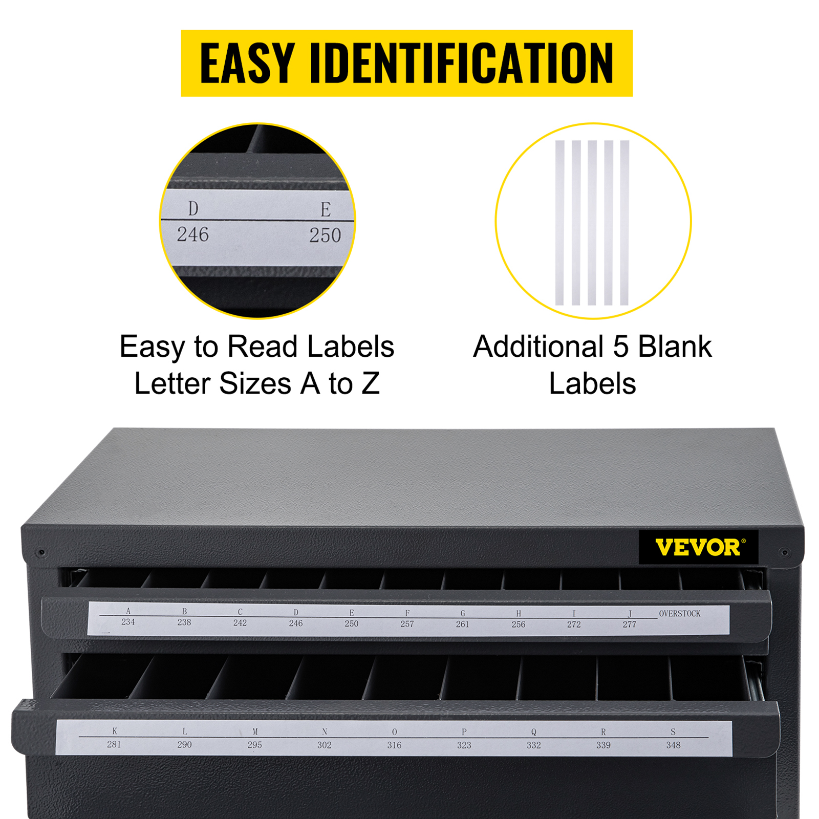VEVOR Distributeur de Forets 27 Compartiments étiquetés de A à Z Boîte de  Rangement pour Forets à 3 Tiroirs Coffret Vide pour Foret 37,5x20x20cm