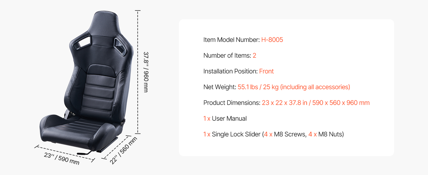 Racing seat,2 set,adjustable