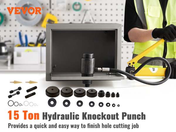 VEVOR Hydraulic Hole Punching Machine, 6 Ton Manual Hole Digger Punch,  Portable Metal Hole Digger Hydraulic Punch Kit with 5 Punch Dies 0.63 to  0.98