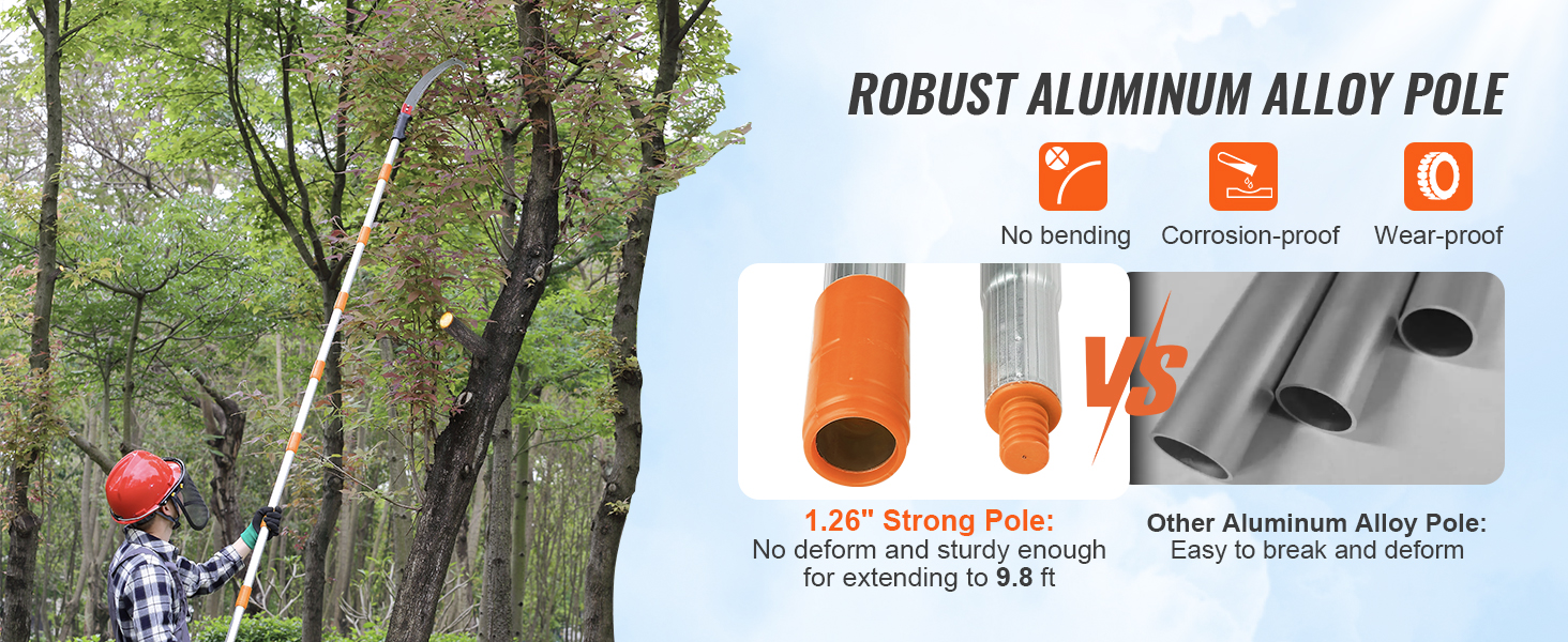 thumbnail image 2 of VEVOR Manual Pole Saw Extendable Tree Pruner 7.3-27 Ft Fiberglass Pole Scissors 2 of 14