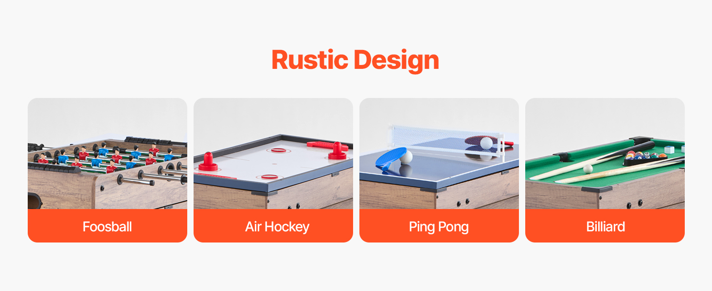 VEVOR 82cm Air Hockey Table 4-in-1 Combo Game Table Foosball Ping Pong ...