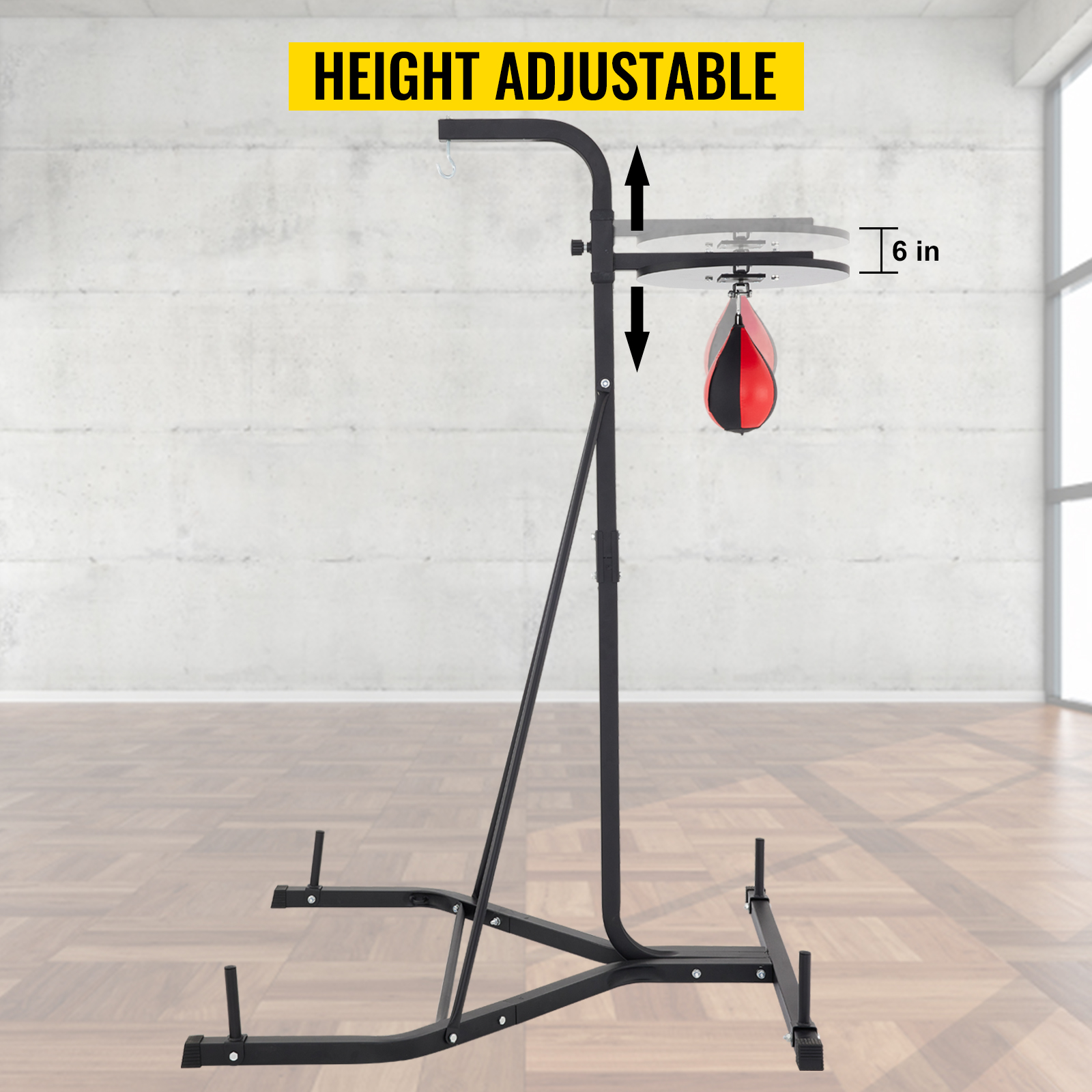 VEVOR Heavy Bag Stand with Speed Ball , Height Adjustable Punching Bag Stand, Foldable Boxing Bag Stand Steel Sandbag Rack Freestanding Up to 132 lbs for Home and Gym Fitness