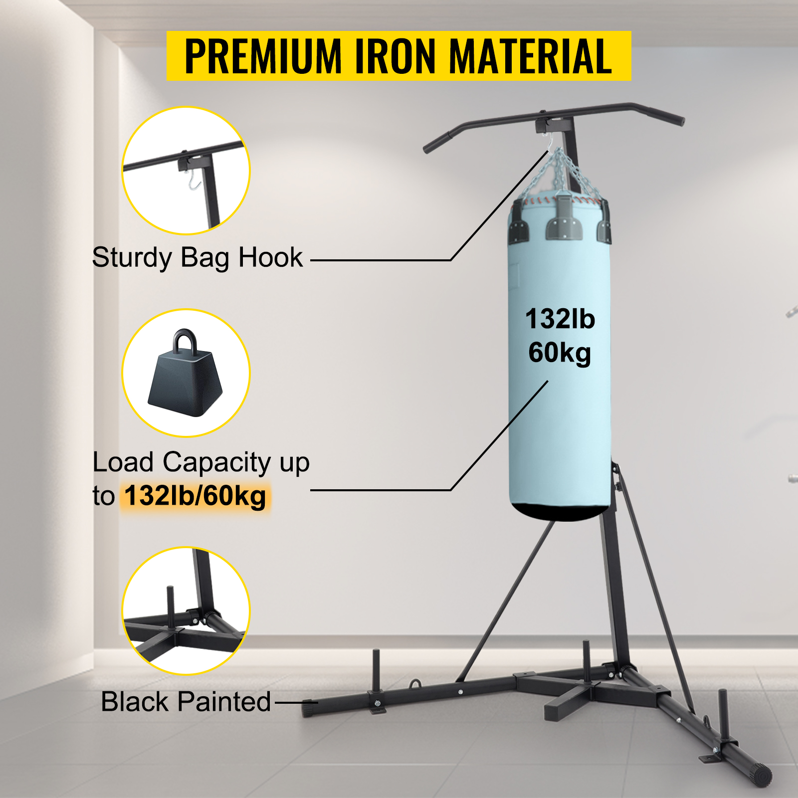  VIVOHOME Height Adjustable Foldable Heavy Duty Boxing Punching  Bag Stand Steel Sandbag Rack Freestanding Up to 132 lbs for Home Fitness  Stable : Sports & Outdoors