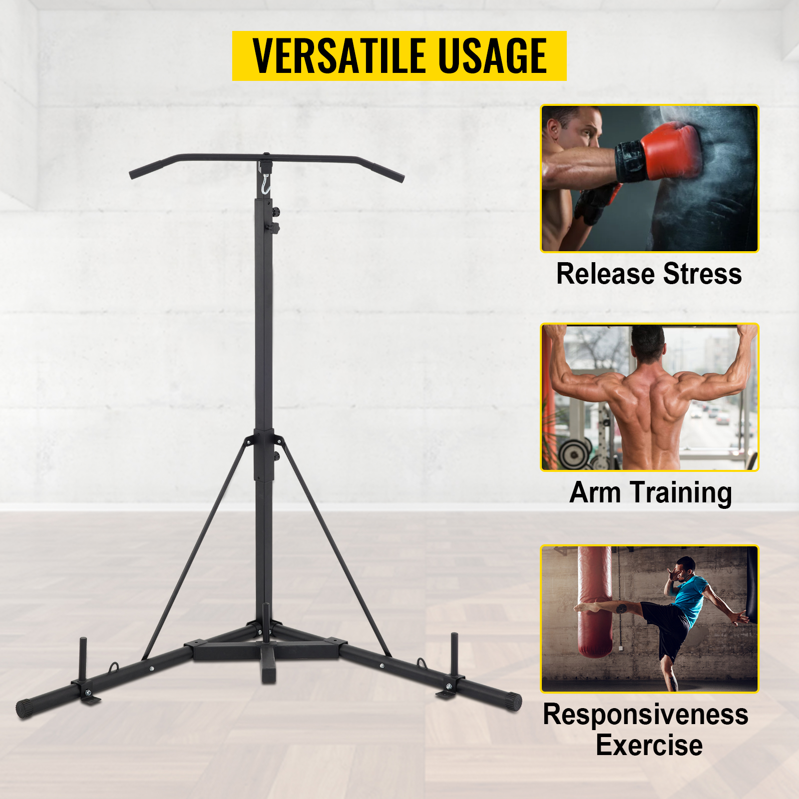 2in1 Boxing Bag Punch Bag Stand Pull Up Station Bracket Frame Exercise Fitness 