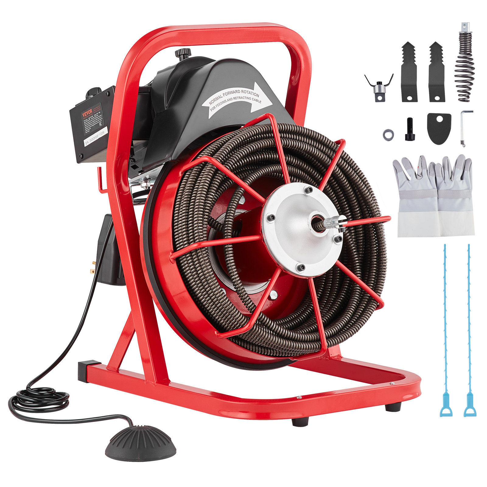 VEVOR Drain Cleaner Machine 50/66/75/120'x3/8-7/8" Sewer Snake Auger Manual Feed - Picture 51 of 98