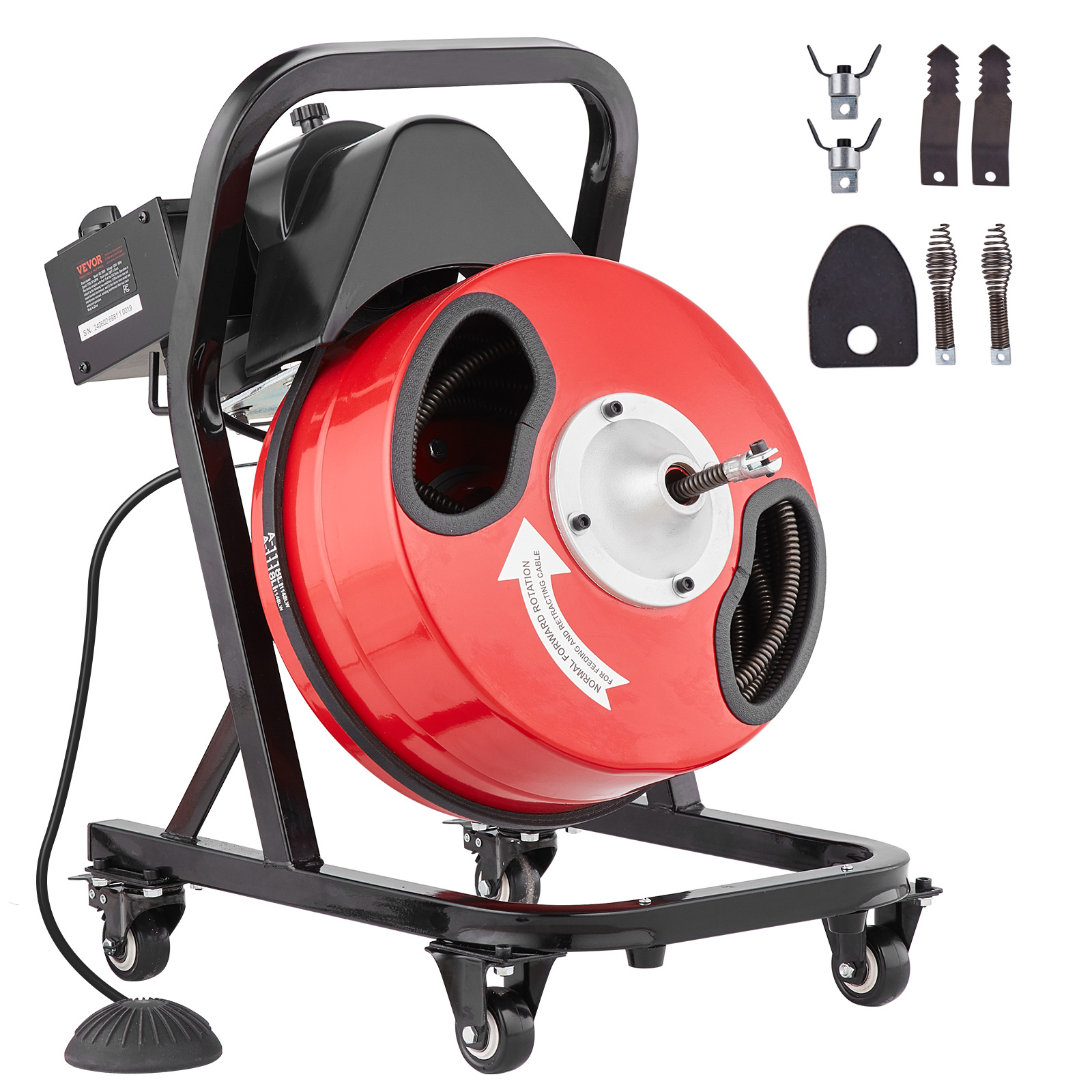 VEVOR Drain Cleaner Machine 50/66/75/120'x3/8-7/8" Sewer Snake Auger Manual Feed - Picture 39 of 98