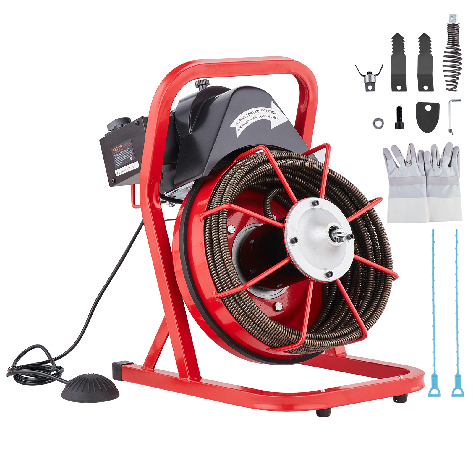 VEVOR Drain Cleaner Machine 50/66/75/120'x3/8-7/8" Sewer Snake Auger Manual Feed - Picture 27 of 98