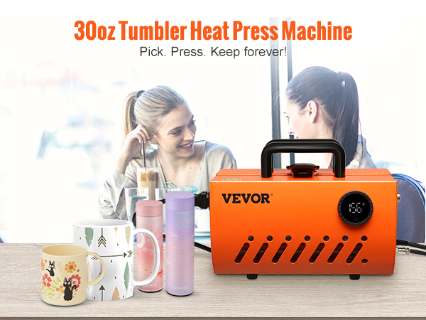 VEVOR Tumbler Heat Press, 30oz Mug Heat Press Machine Sublimation Transfer 11-15oz 16-25oz 30oz Straight Skinny Tumblers, Cup