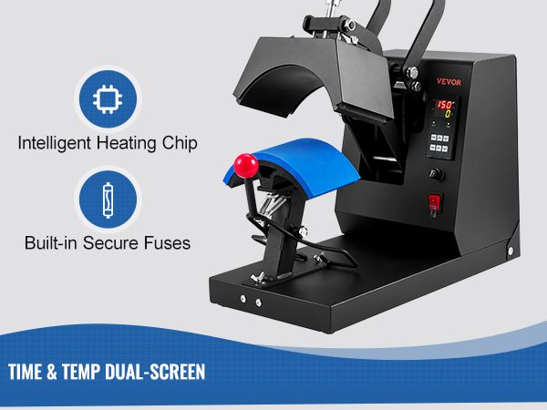 VEVOR Hat Heat Press, 4-in-1 Cap Heat Press Machine, 6x3inches Clamshell  Sublimation Transfer, LCD Digital Timer Temperature Control with 4pcs  Curved Heating Elements (6x3/6.7x2.7/6.7x2.7/8.1x3.5)
