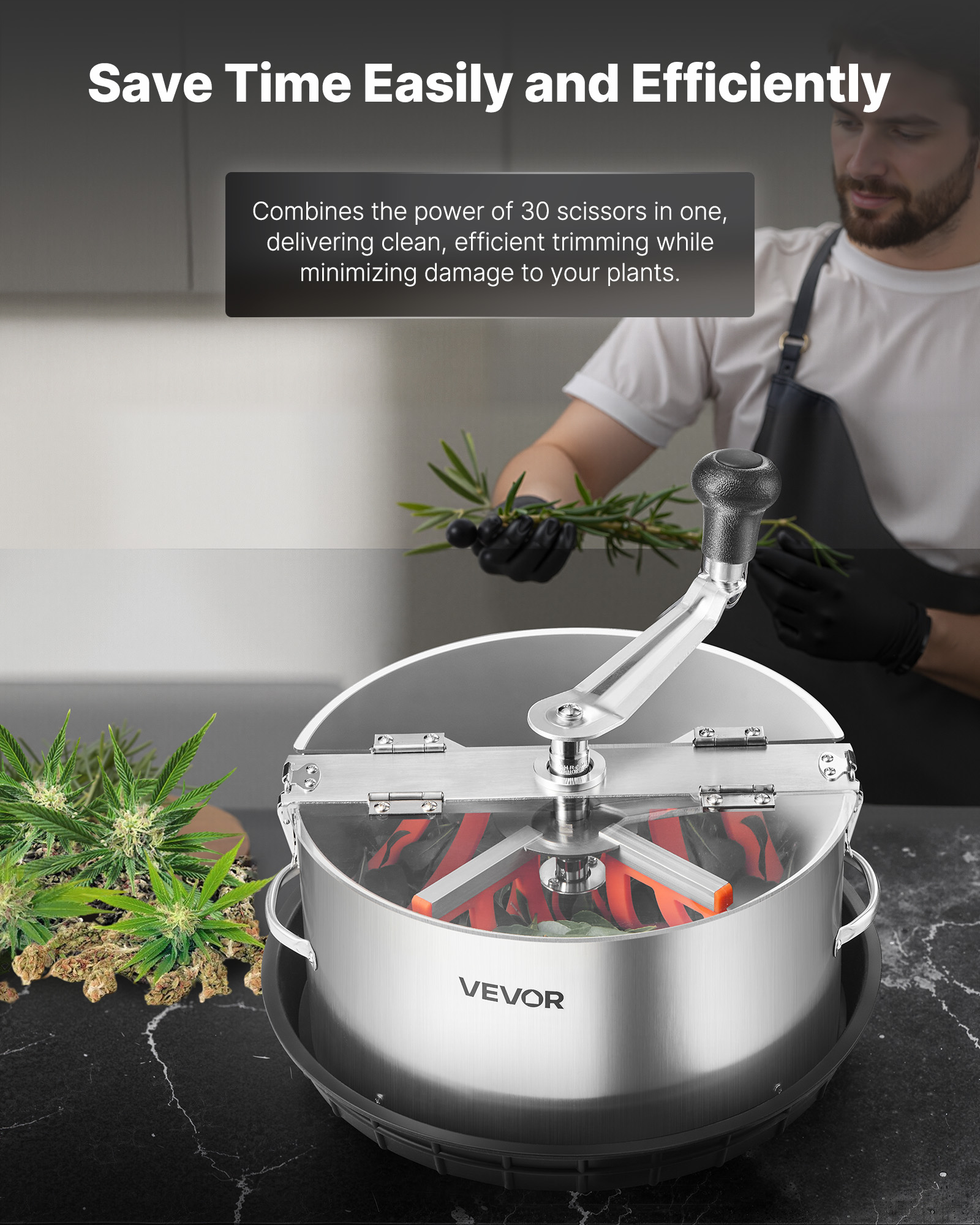 VEVOR Manual Bud Leaf Trimmer 12 inch / 16 inch Hydroponic Trimming Machine Pot
