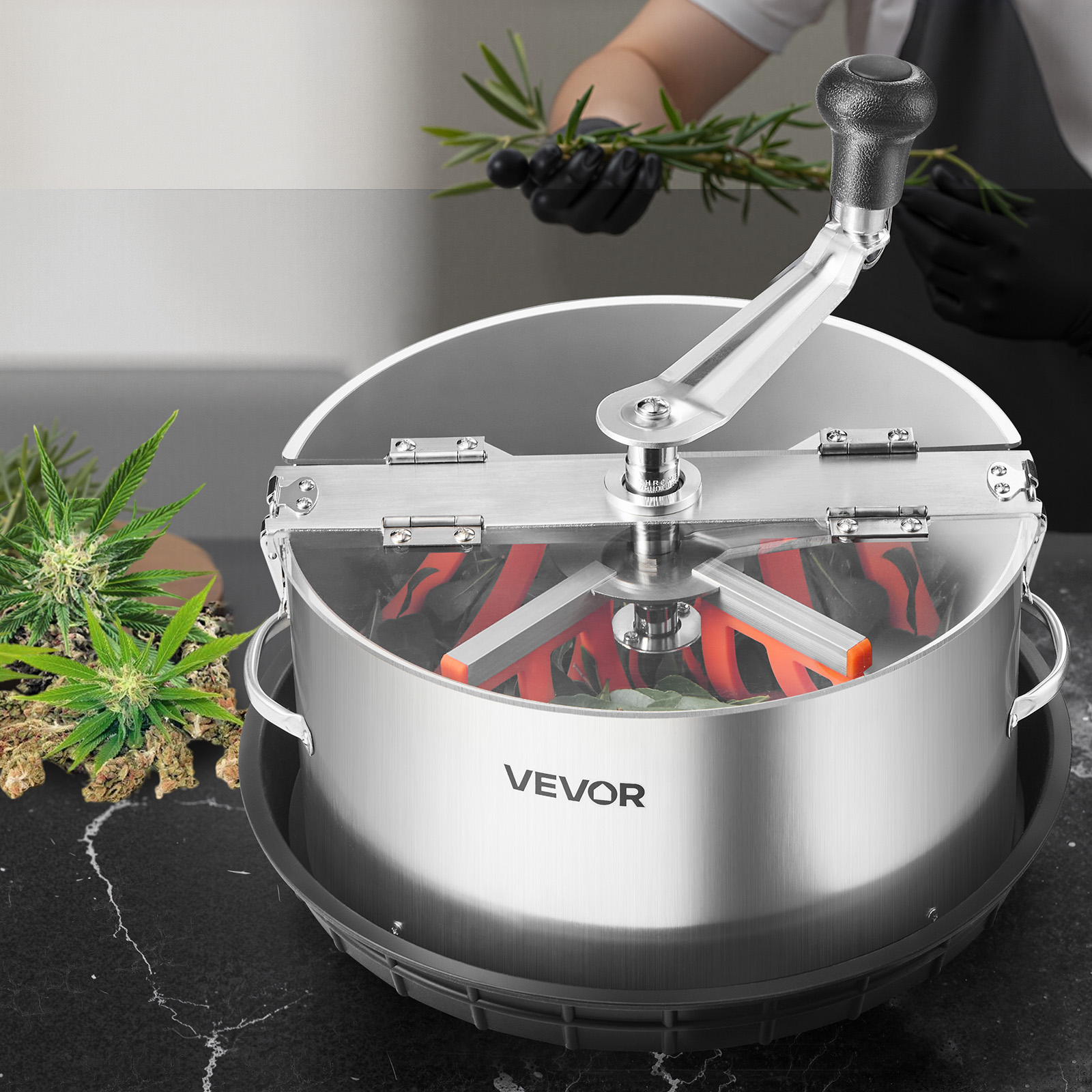VEVOR Manual Bud Leaf Trimmer 12 inch / 16 inch Hydroponic Trimming Machine Pot