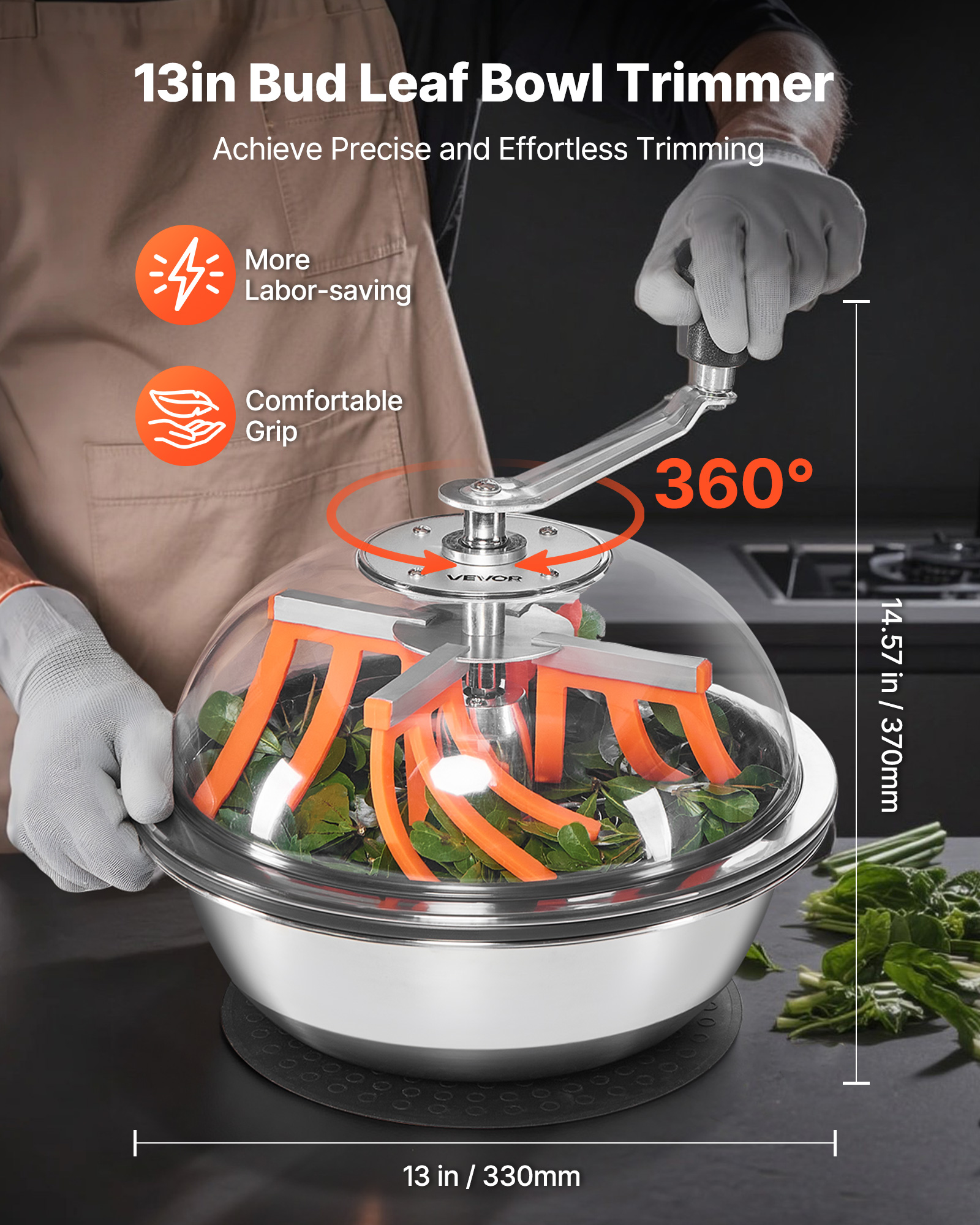 VEVOR 13" 16" 19" Manual Bud Leaf Trimmer Hydroponic Bud Bowl Trimming Machines