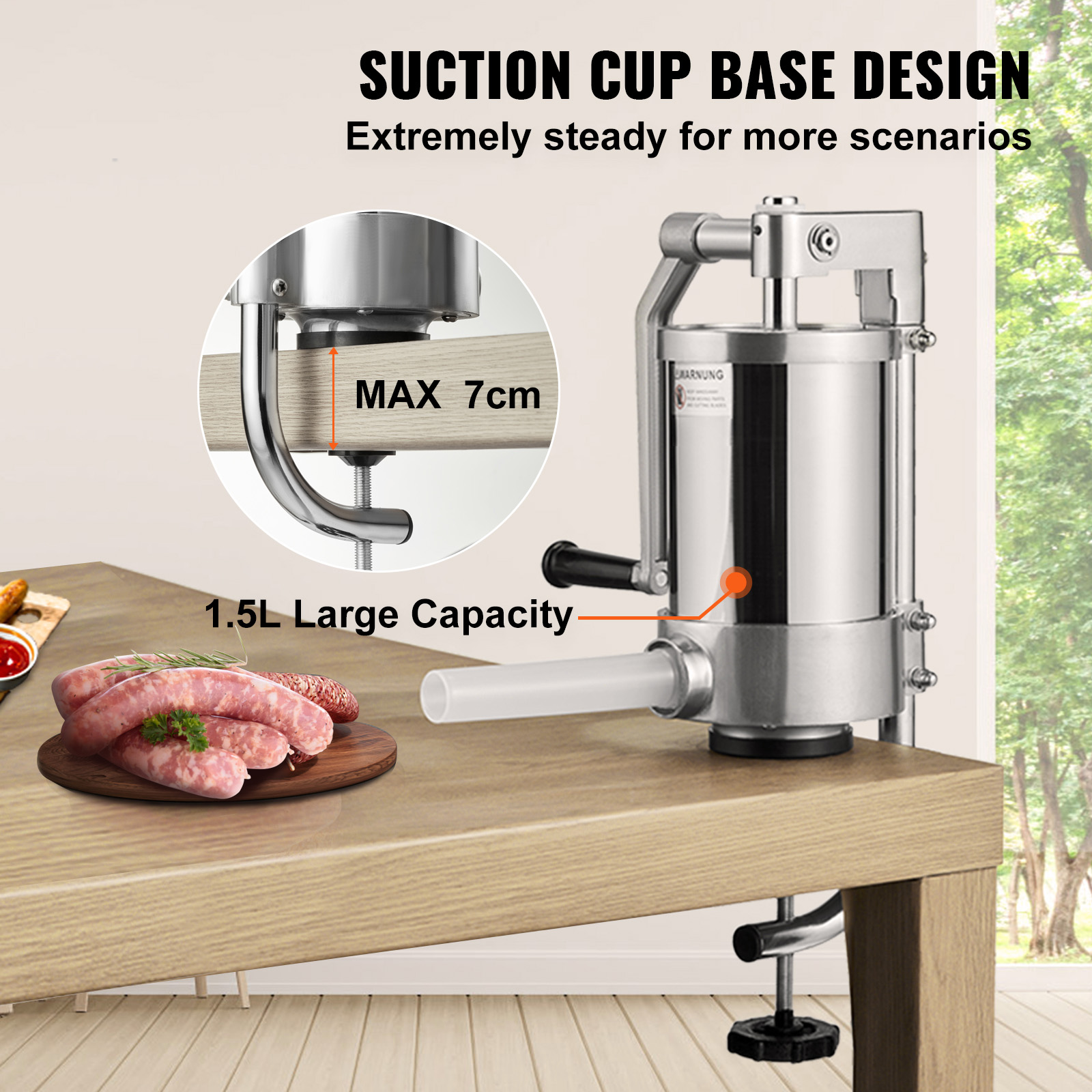 Uimoso Manual/Electric Sausage Stuffer 1.5-25 L Vertical/Horizontal for Home Use - Produktbild 1