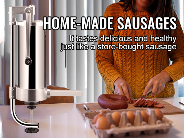 thumbnail image 2 of VEVOR 5LBS3L Stainless Steel Sausage Stuffer With 3 El Salvador 2 of 9