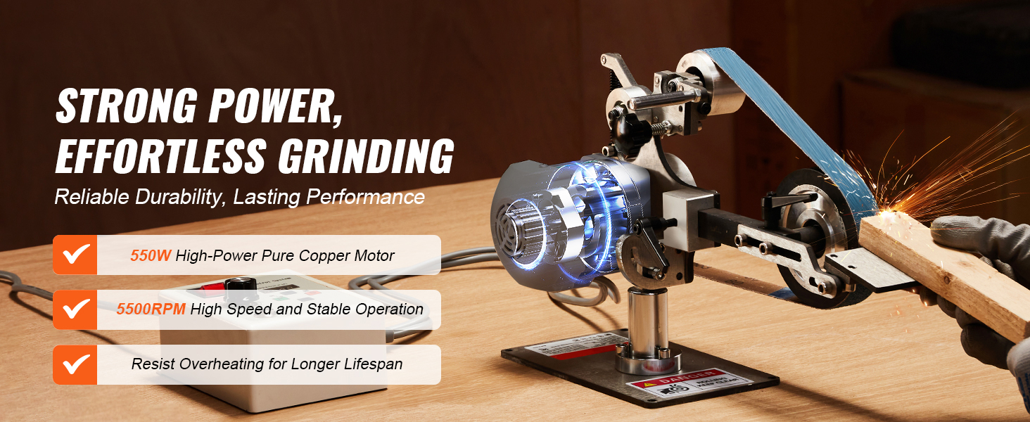 Bandschleifmaschine 762x25mm VFD 2 Schleifmodi Metall Holz Polieren Schärfen Tischschleifer Belt Grinder Sander A100 1.4w