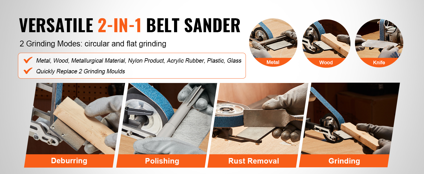 Bandschleifmaschine 762x25mm VFD 2 Schleifmodi Metall Holz Polieren Schärfen Tischschleifer Belt Grinder Sander A100 2.4w