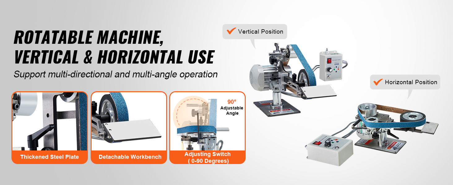 Bandschleifmaschine 762x25mm VFD 2 Schleifmodi Metall Holz Polieren Schärfen Tischschleifer Belt Grinder Sander A100 2.5w