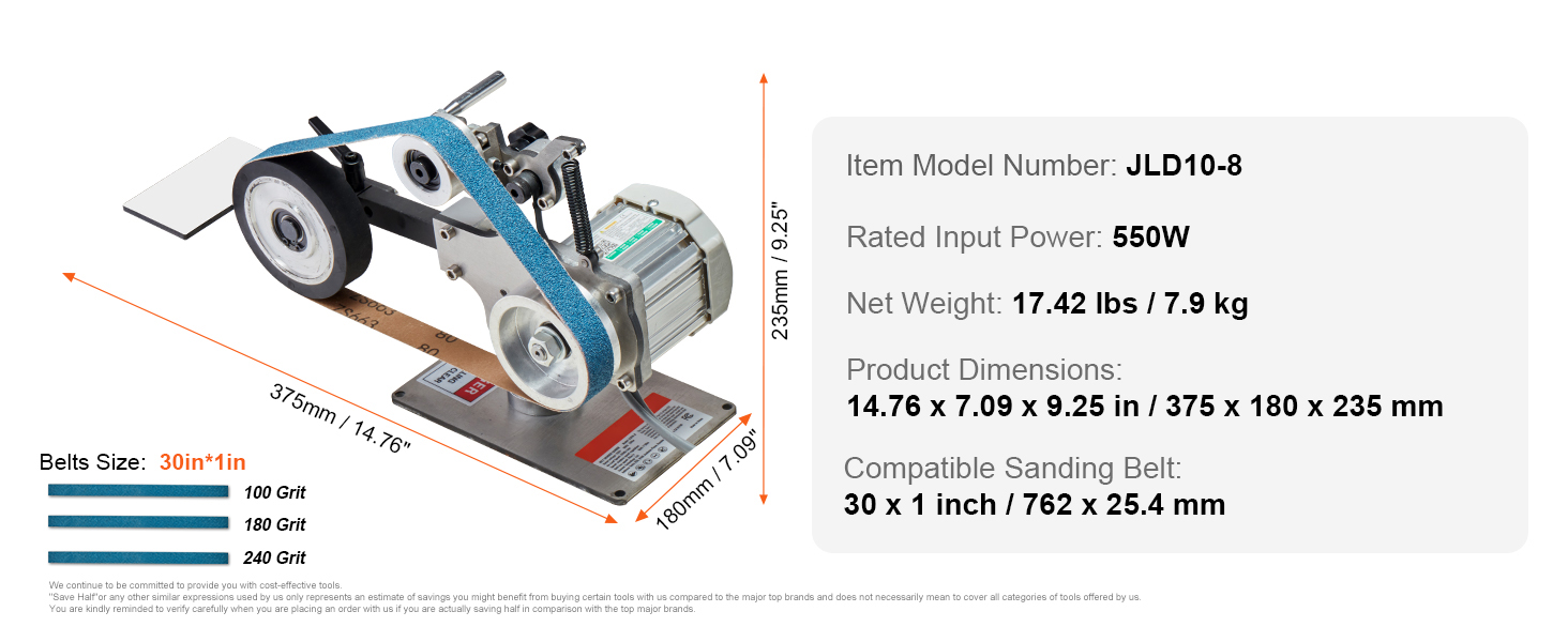 Bandschleifmaschine 762x25mm VFD 2 Schleifmodi Metall Holz Polieren Schärfen Tischschleifer Belt Grinder Sanderr A100 1.11w