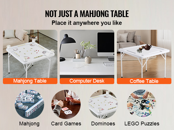 Mahjong Card Table Multi Purpose GOFLAME Mahjong Table, 4-Player Folding Card Game Table Domino Table