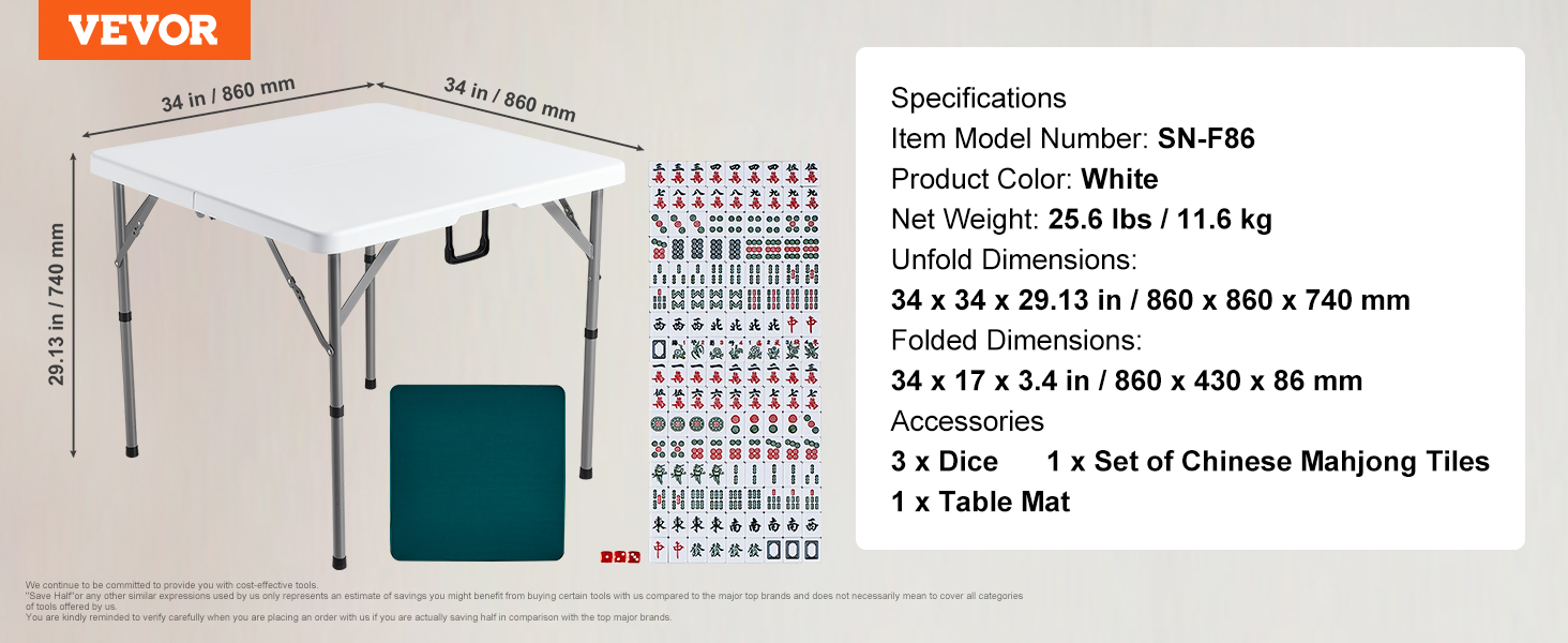 Mahjong Table,Foldable, Lightweight