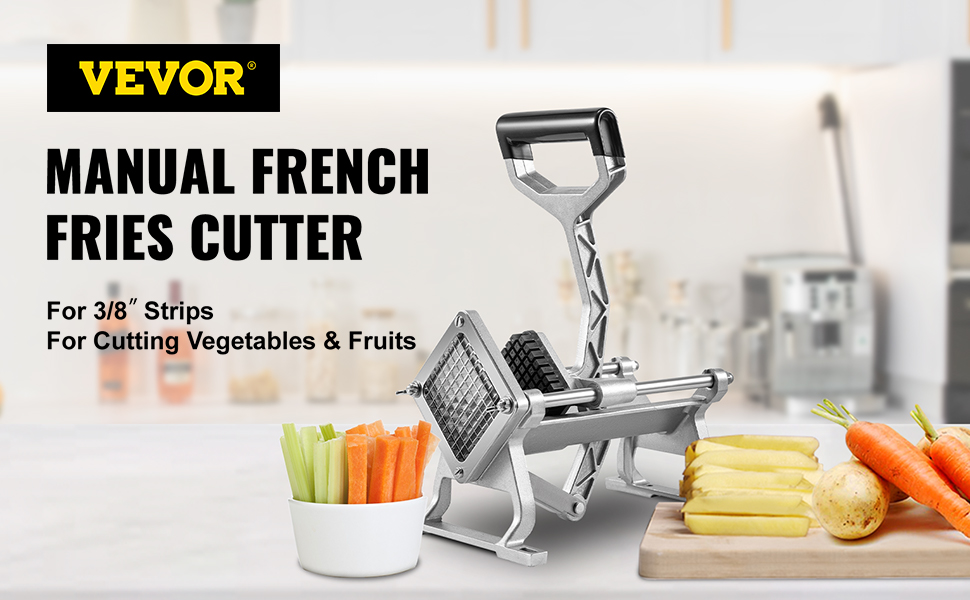 VEVOR 1/4’’ French Fry Cutter Commercial Food Slicer Wall-Mounted/Tabletop SUS 