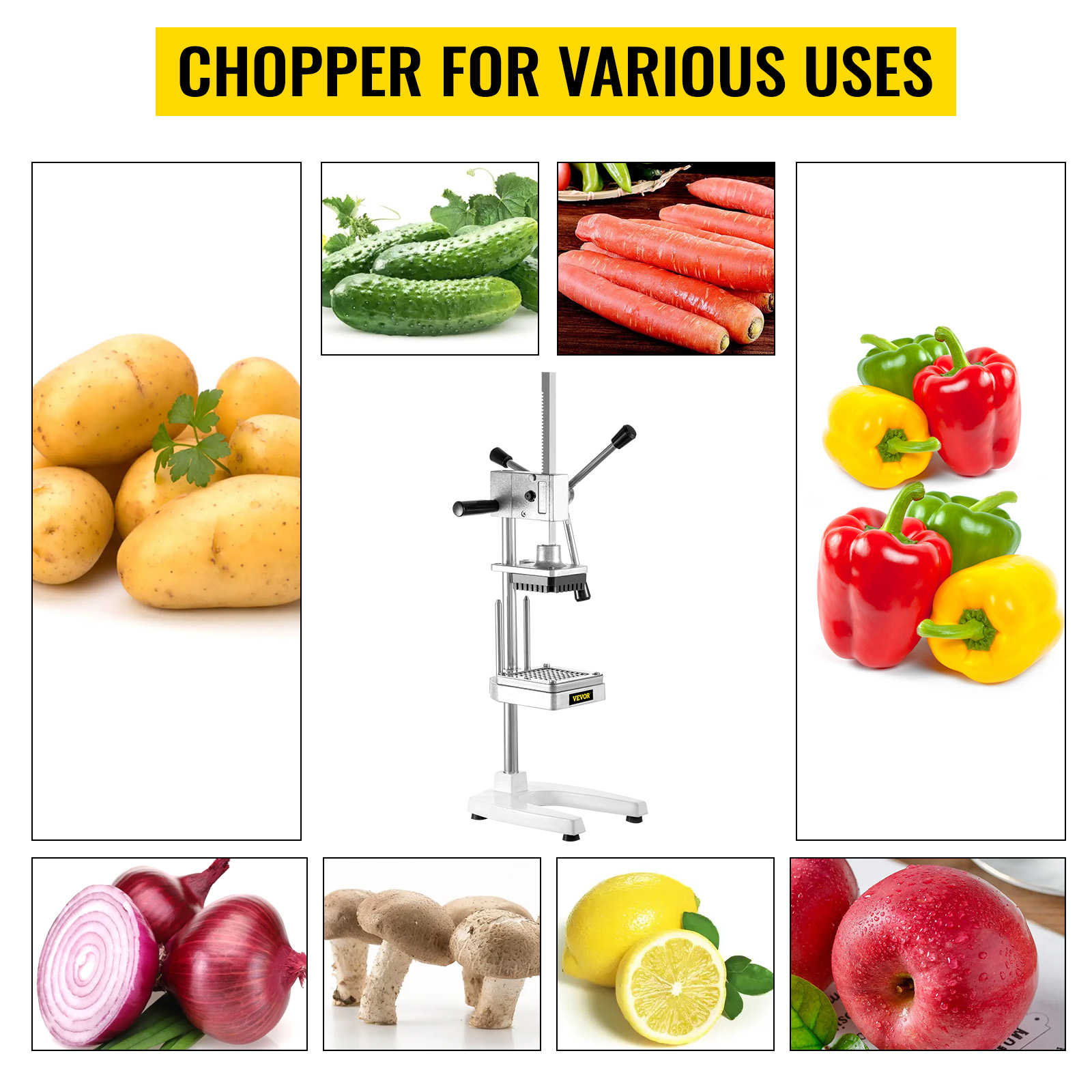 VEVOR French Fry Cutter 4 Blades Commercial Chopper Vegetable Fruit Dicer  for Potato Carrot Cucumber Onion Mushroom SDQTJBXGSDBDDQU0VV0 - The Home  Depot